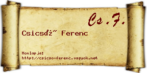 Csicsó Ferenc névjegykártya
